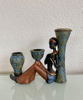 Afrika-Deko aus Holz – Kerzenständer mit Frauenfigur