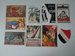 Collection de 9 cartes postales, affiches Suisses anne 20/40