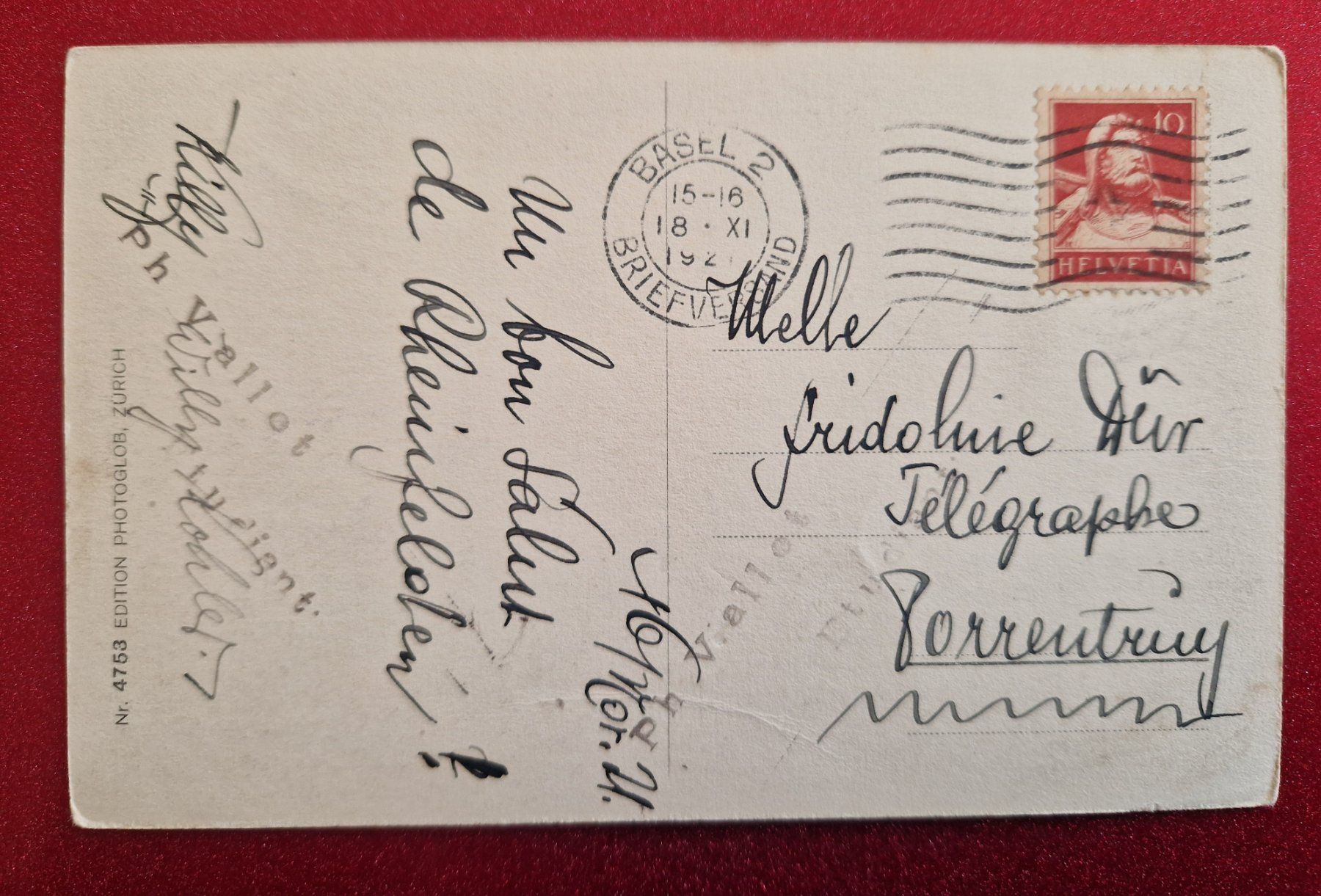 Cartoline postali: Rheinfelden 1921 – Usato da Melchnau venduto da Arthurius 1