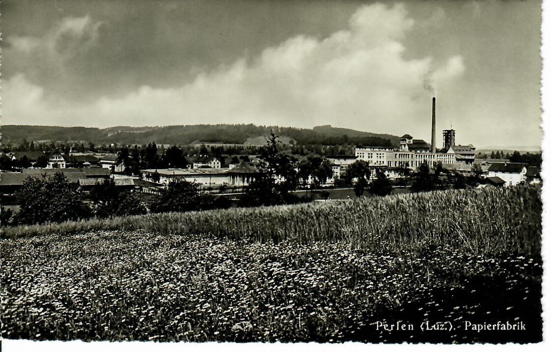 Ansichtskarten: Perlen LU Papierfabrik um 1940 – Gebraucht aus Hochdorf von Ziegel-16