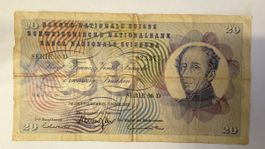 Suisse – Billet 20 Francs Dufour – 7 mars 1973 – Série 96 D