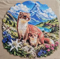 Holzpuzzle "Berglandschaft mit Wiesel" neuwertig