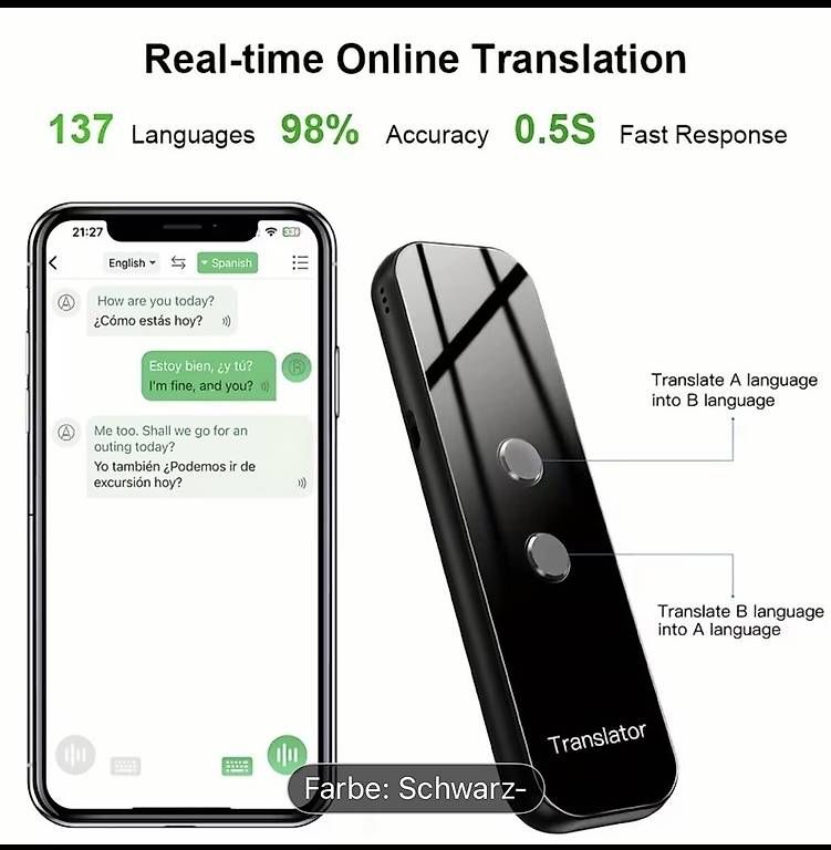 Registratori: Neuer Bluetooth Sprachübersetzer – Nuovo e nell'imballaggio originale da Altenrhein venduto da marcow313 2
