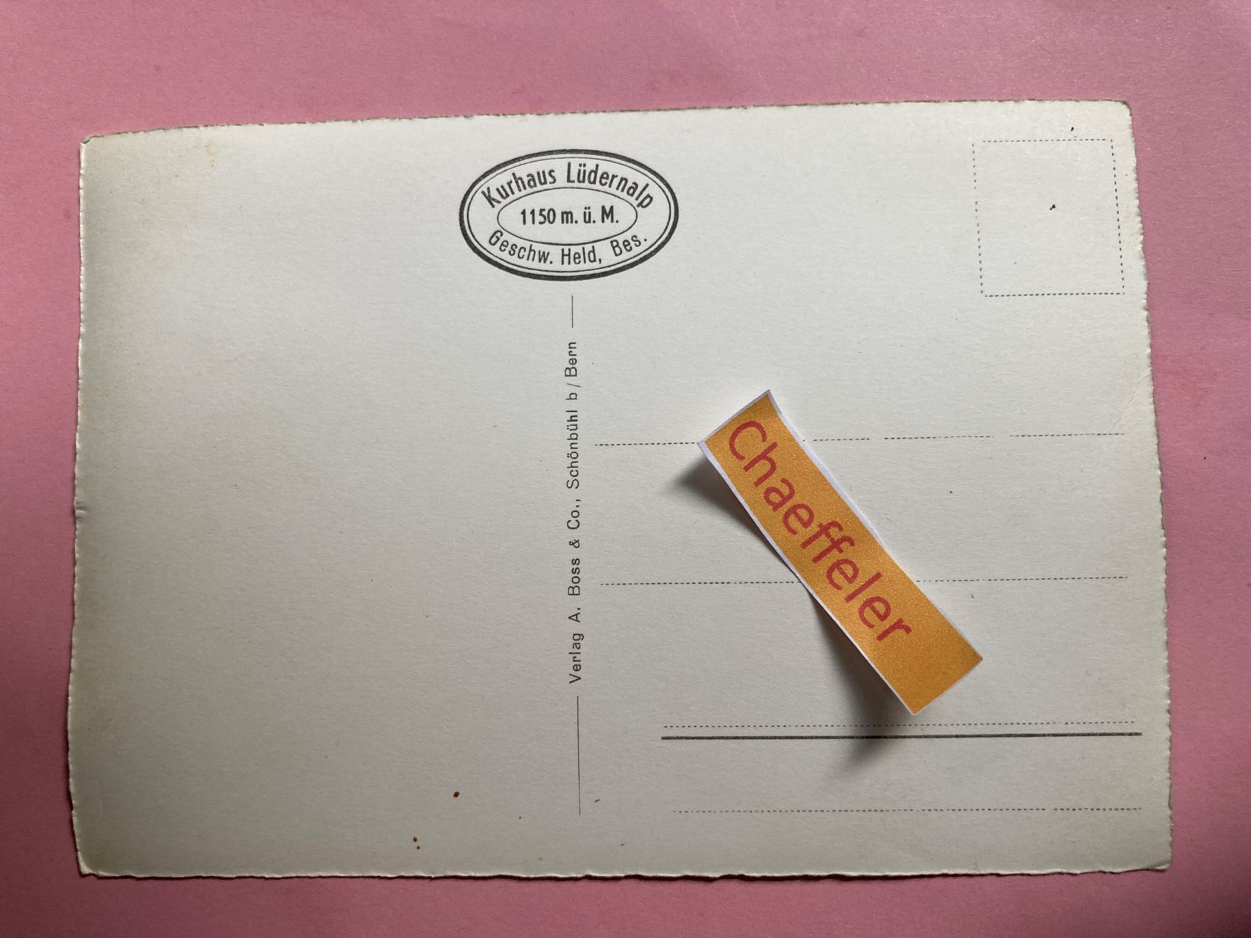 Cartoline postali: G 20165 Kurhaus Lüdernalp – Usato da Zürich venduto da Chaeffeler 1