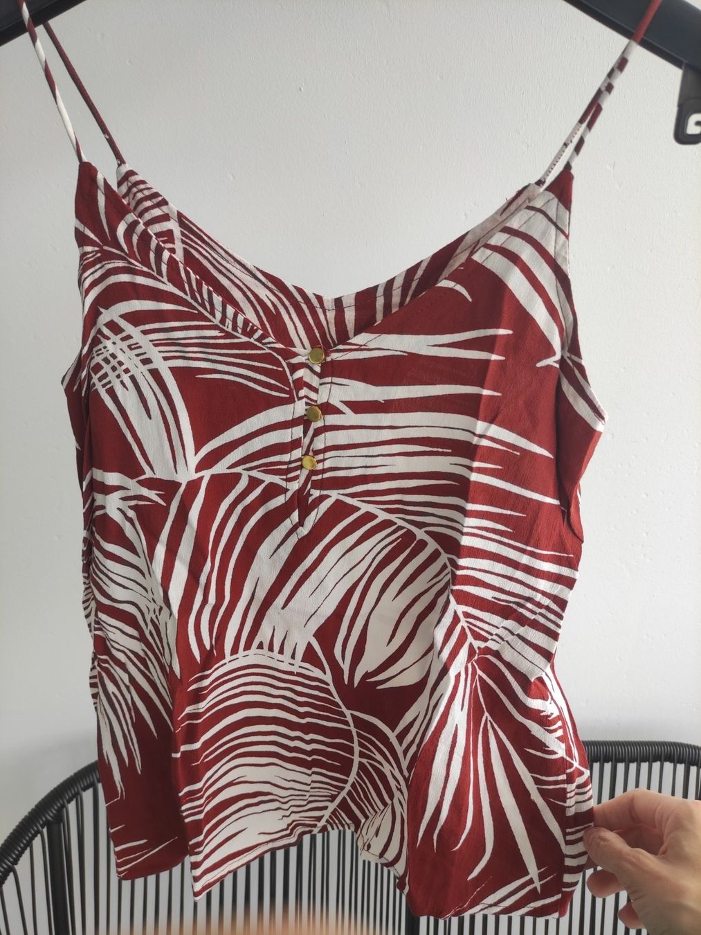 Only Camicette: Bluse Top rostrot gemustert Gr. 34 Only – Usato da Schliern b. Köniz venduto da Pecannut