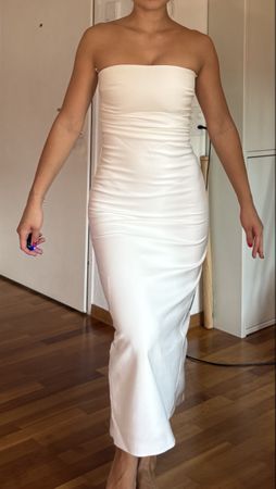 White Strapless Midi Dress Size S
