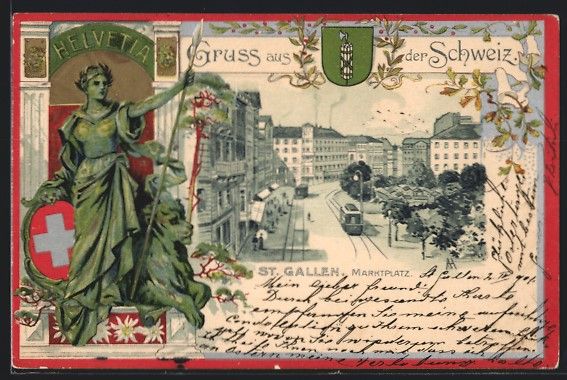 Cartes postales: St. Gallen, Marktplatz mir Strassenbahne – D'occasion à Berlin par bartko-reher