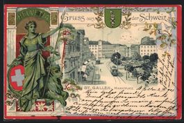 St. Gallen, Marktplatz mir Strassenbahne