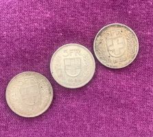 ⭐️ 3 x alte 5 SFR Stücke Fünfliber Münzen 1932-1954