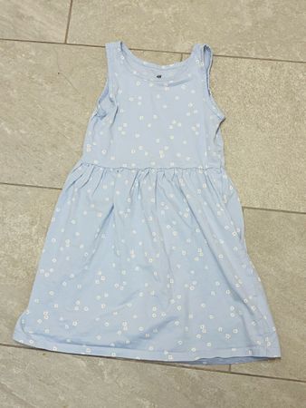 H&M Sommerkleid, Gr. 122/128, hellblau mit Blüemli 🌸