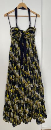 Ted Baker cotton maxi dress in navy / yellow size T1/36