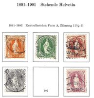 1891/92 Stehende Helvetia 66C-69C & 71C gestempelt ʘ, KP 295