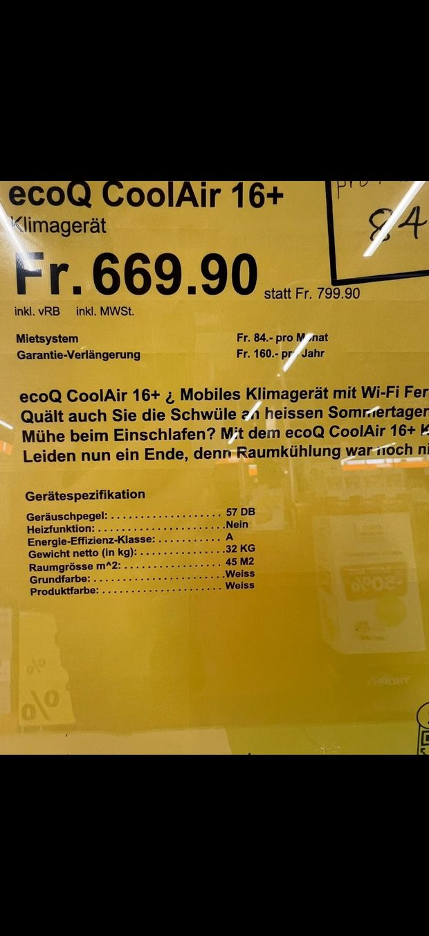 Ecofort Condizionatori: Cooler  ecofort ecoQ CoolAir 16+ – Usato da Meilen venduto da F_eigenmann