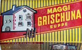 Werbe Plakat (Karton) von Hans Looser, MAGGI Grischuna, 1959