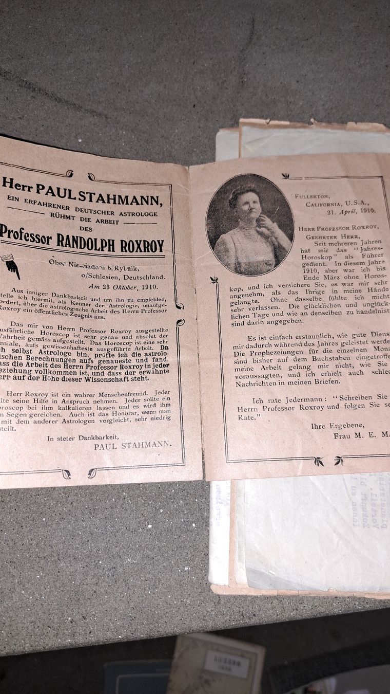 Documenti: Horoskop Dokument um 1915 – Usato da Kölliken venduto da Upcycling-by-Mc-TAM 4