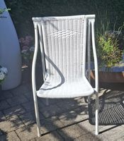 6 Stk. Gartenstühle weiss Korbmöbel Metallgestell