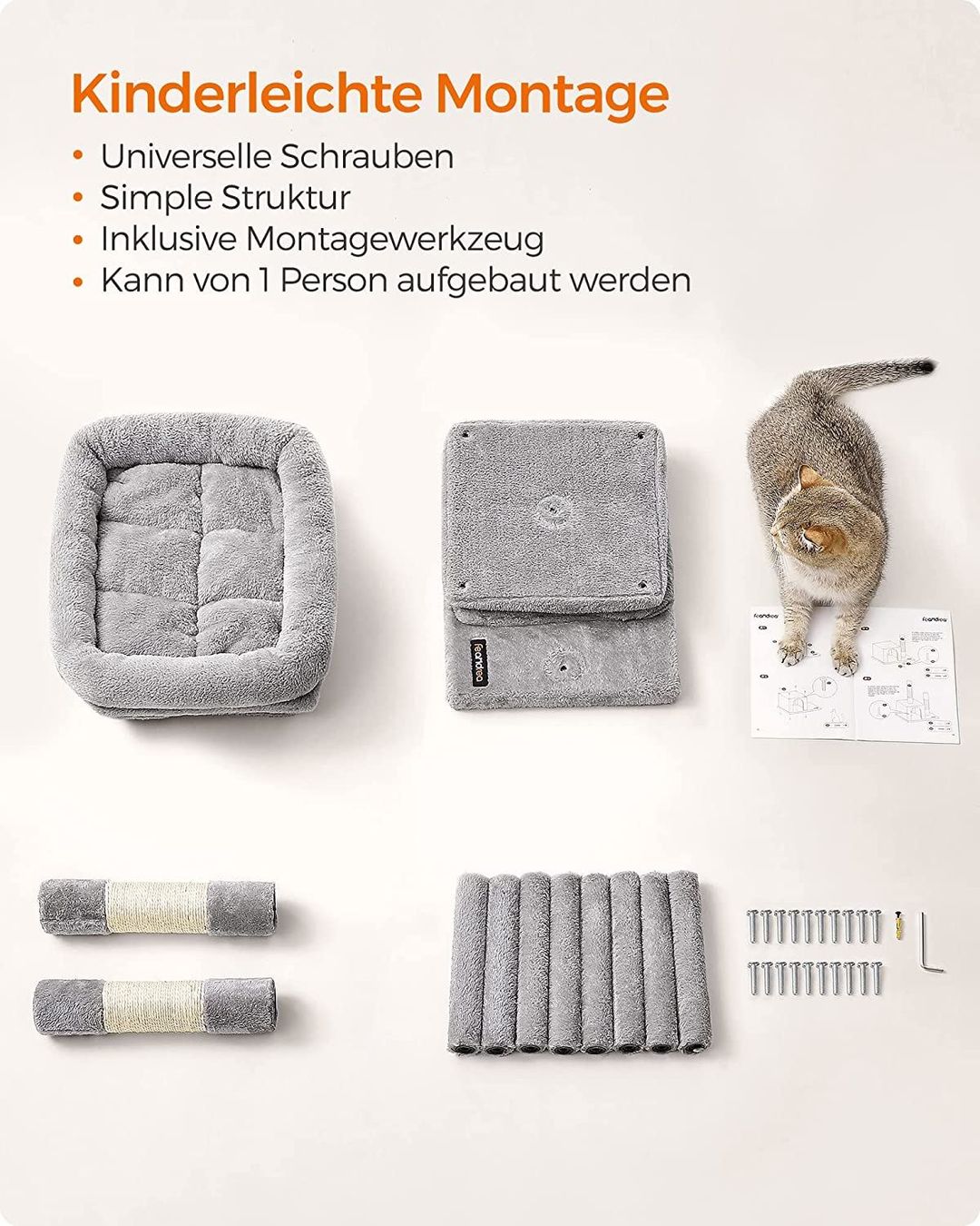 Tiragraffi: Kratzbaum Kletterbaum Katzenbaum 67cm, Katzenhaus hellgrau – Nuovo e nell'imballaggio originale da Zürich venduto da MueDes 5
