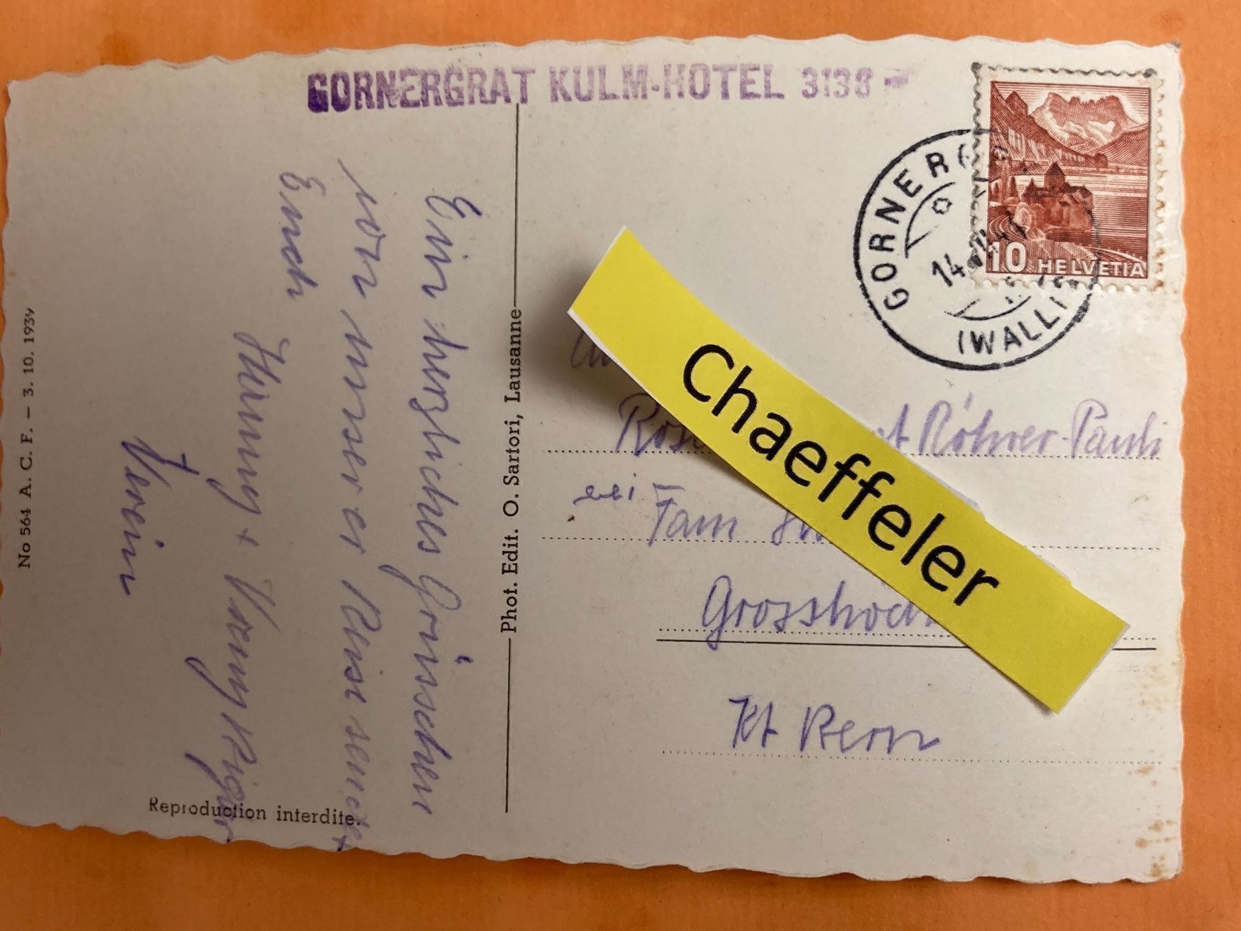 Cartoline postali: Gornergrat, Bahnhof Theodulgletscher, – Usato da Zürich venduto da Chaeffeler 1