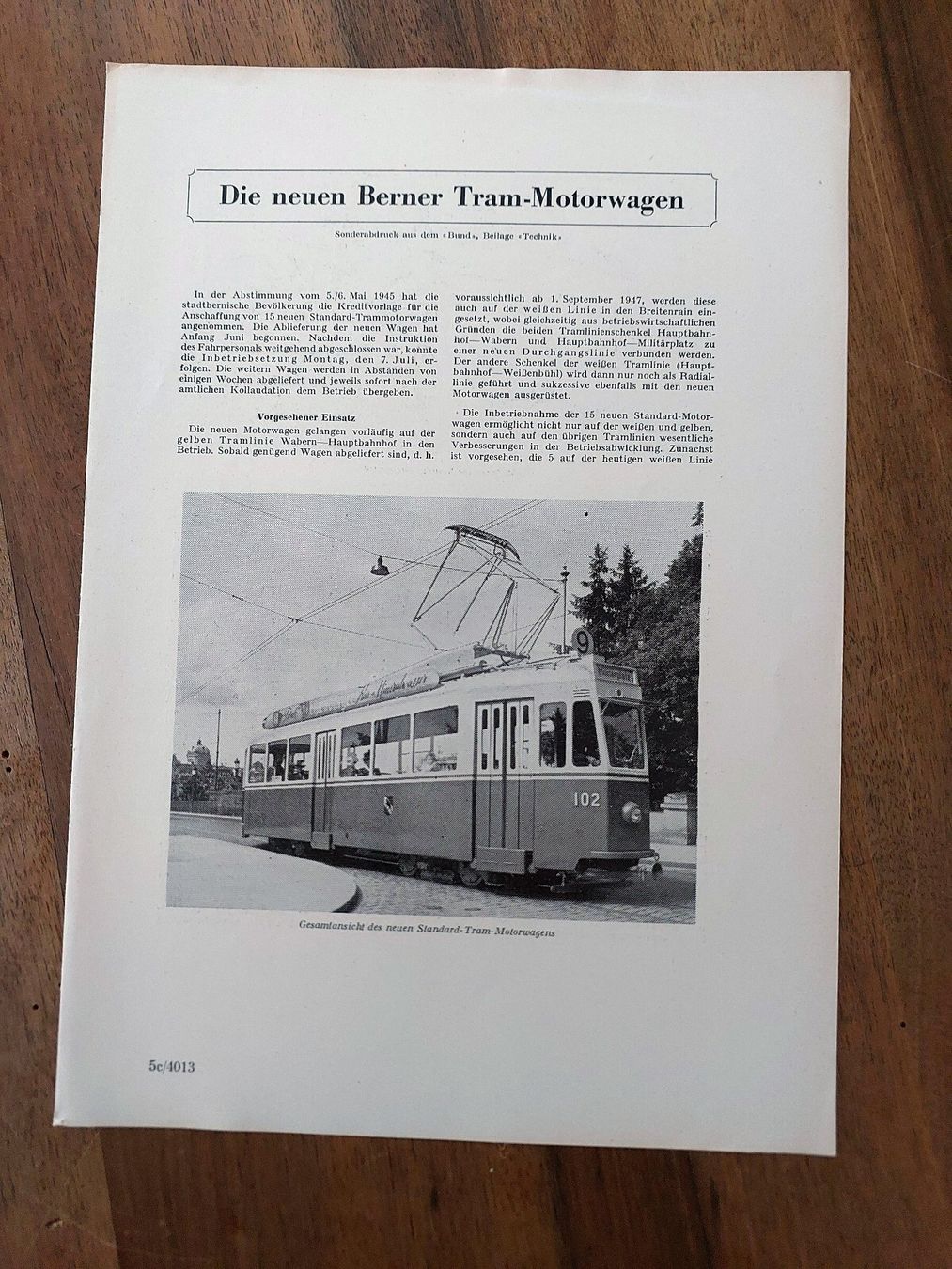 Riviste & Magazine: Die neuen Berner Tram-Motorwagen - 1957 – Usato da Schönenwerd venduto da Steidi