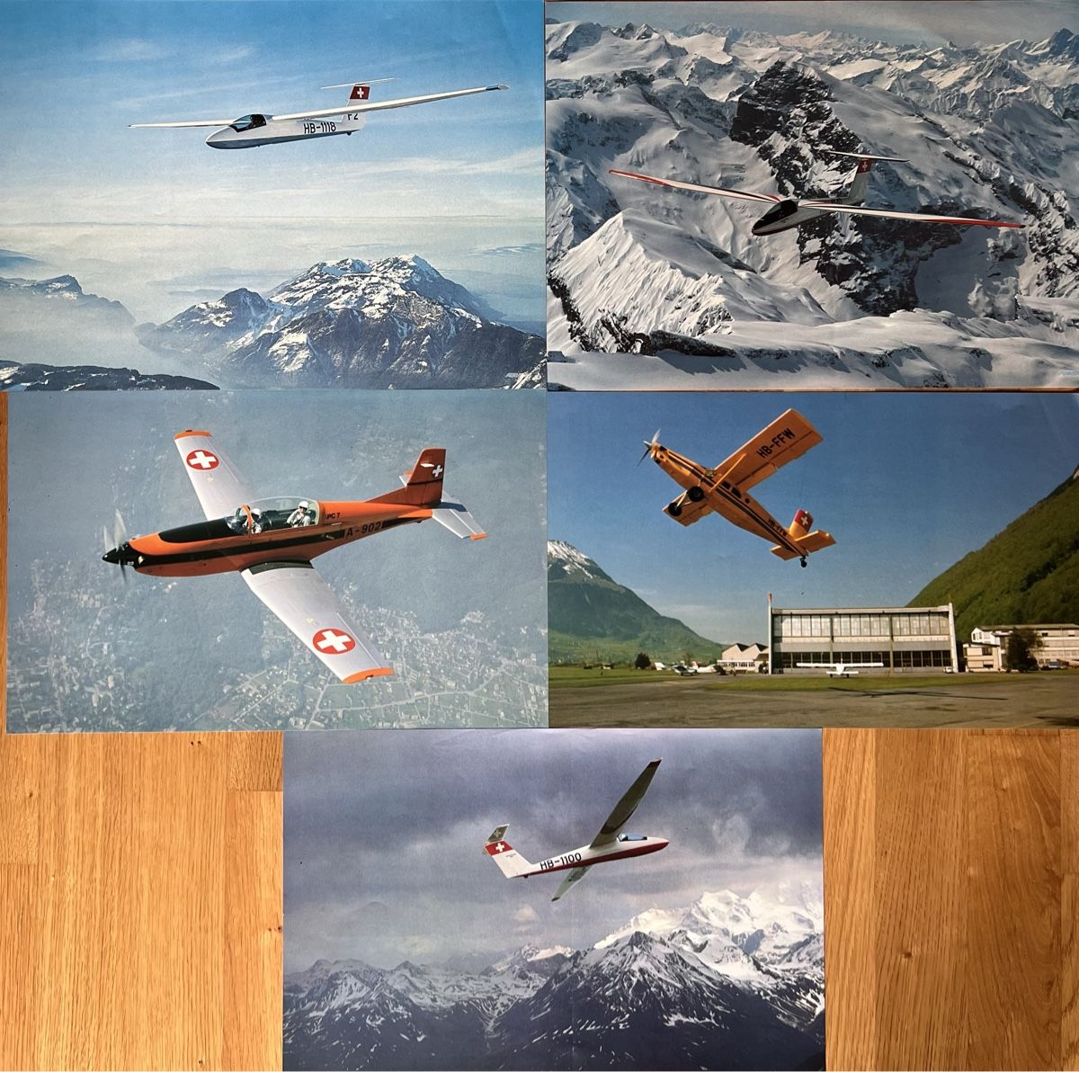 Posters & Illustrations: 5 poster Kleinflugzeug / Segelflieger – D'occasion à Ostermundigen par airline-trolley
