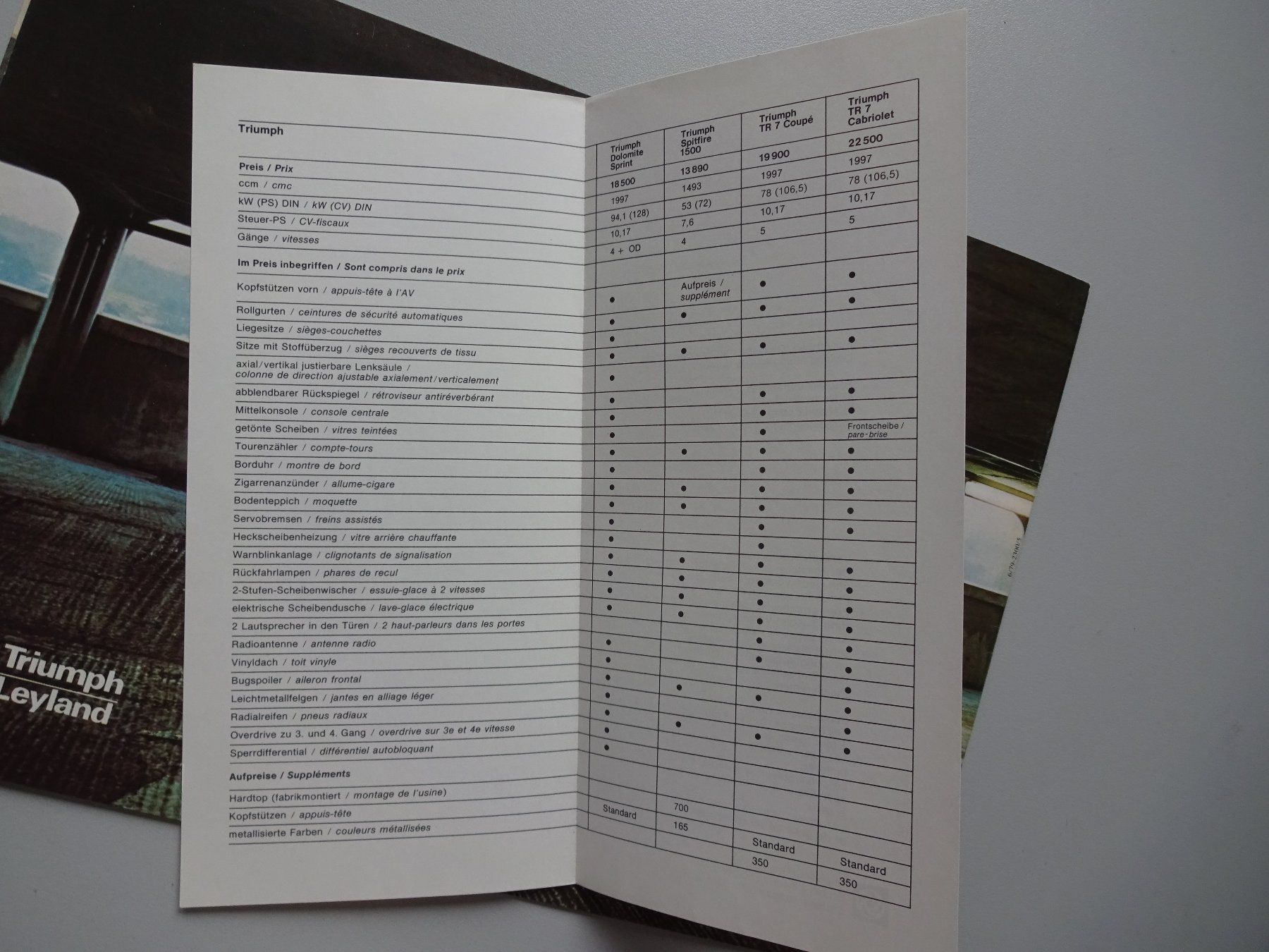 Documenti: Triumph TR 7 Prospekt mit CH Preisliste – Usato da Kloten venduto da ursarm5052 3