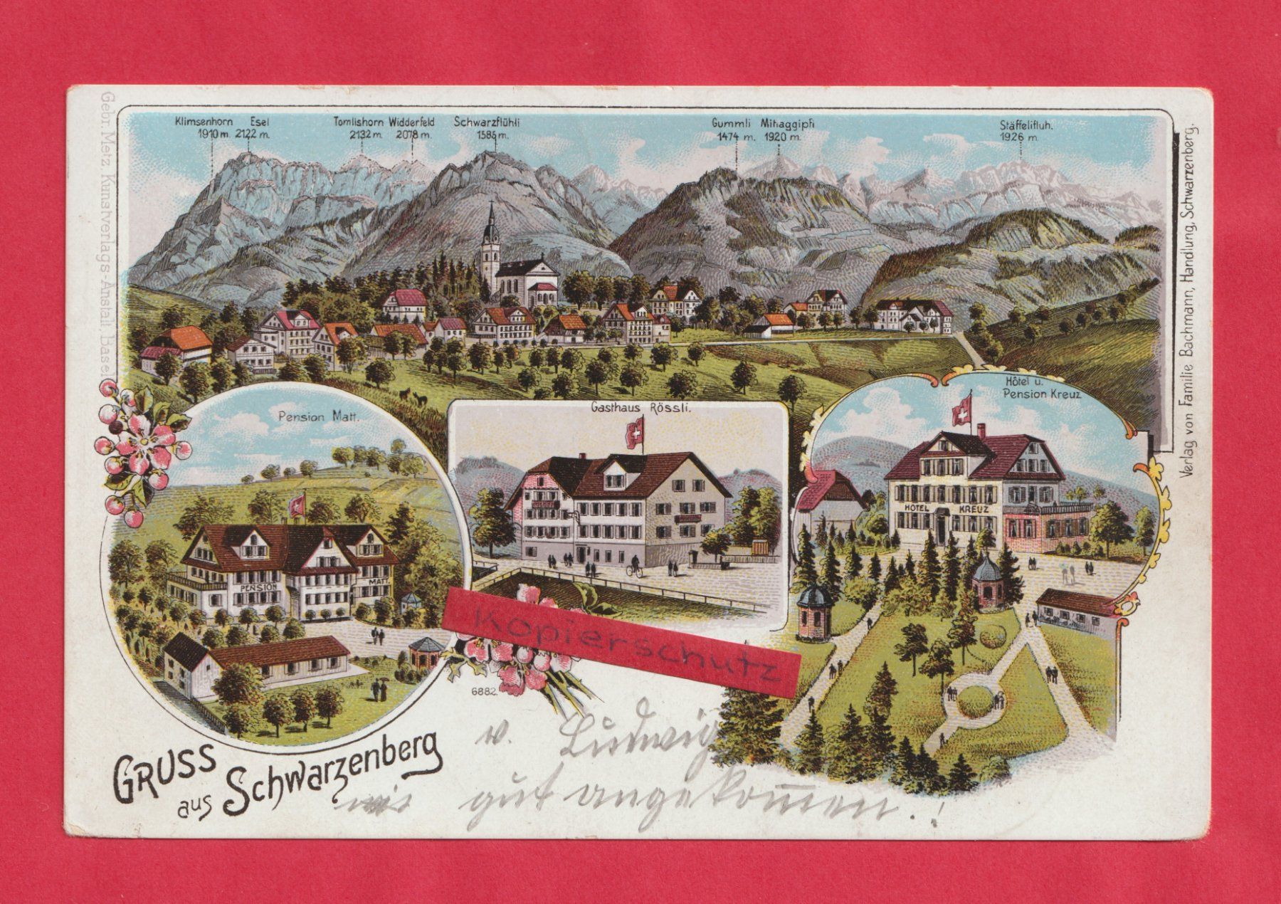 Cartoline postali: Gruss aus Schwarzenberg 4-Bild Farb-Litho – Usato da Zürich venduto da Gill46