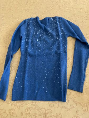 Pullover blu strass tg. S/M misto viscosa