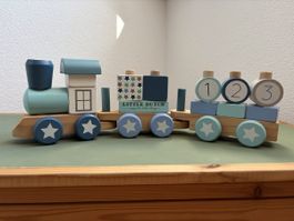 Little Dutch Holzzug - Steckspiel Blau mit Zahlen
