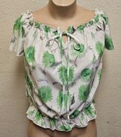 Damen Sommerbluse mit Blumenmuster Weiss/Grün – Gr. M – Sehr