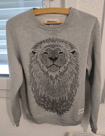 Supremebeing Sweatshirt L - Grau mit Löwen-Print. Grösse: L.