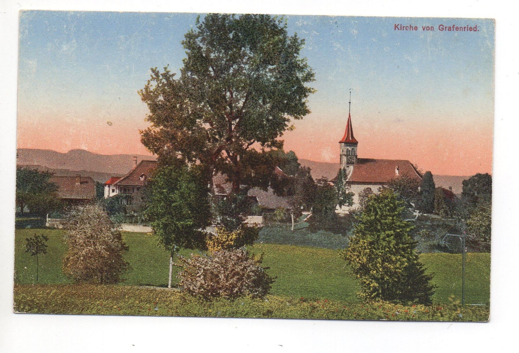 Ansichtskarten: Kirche von GRAFENRIED Solothurn-Bern-Bahn – Neu (gemäss Beschreibung) aus Jona von philajona