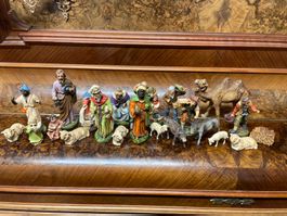 22 Stück Vintage Krippenfiguren Set Gips
