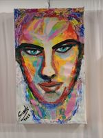Männergesicht Mann mit blauen Augen Gemälde Acrylbild