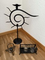 stilvolles 3er - Set Kerzenhalter aus schwarzem Metall 
