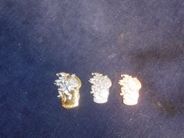 Satz Basler Plaketten 2014 Gold, Silber & Kupfer mit Nadel