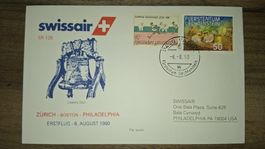 Swissair Zürich - Boston - Philadelphia 06.08.1990