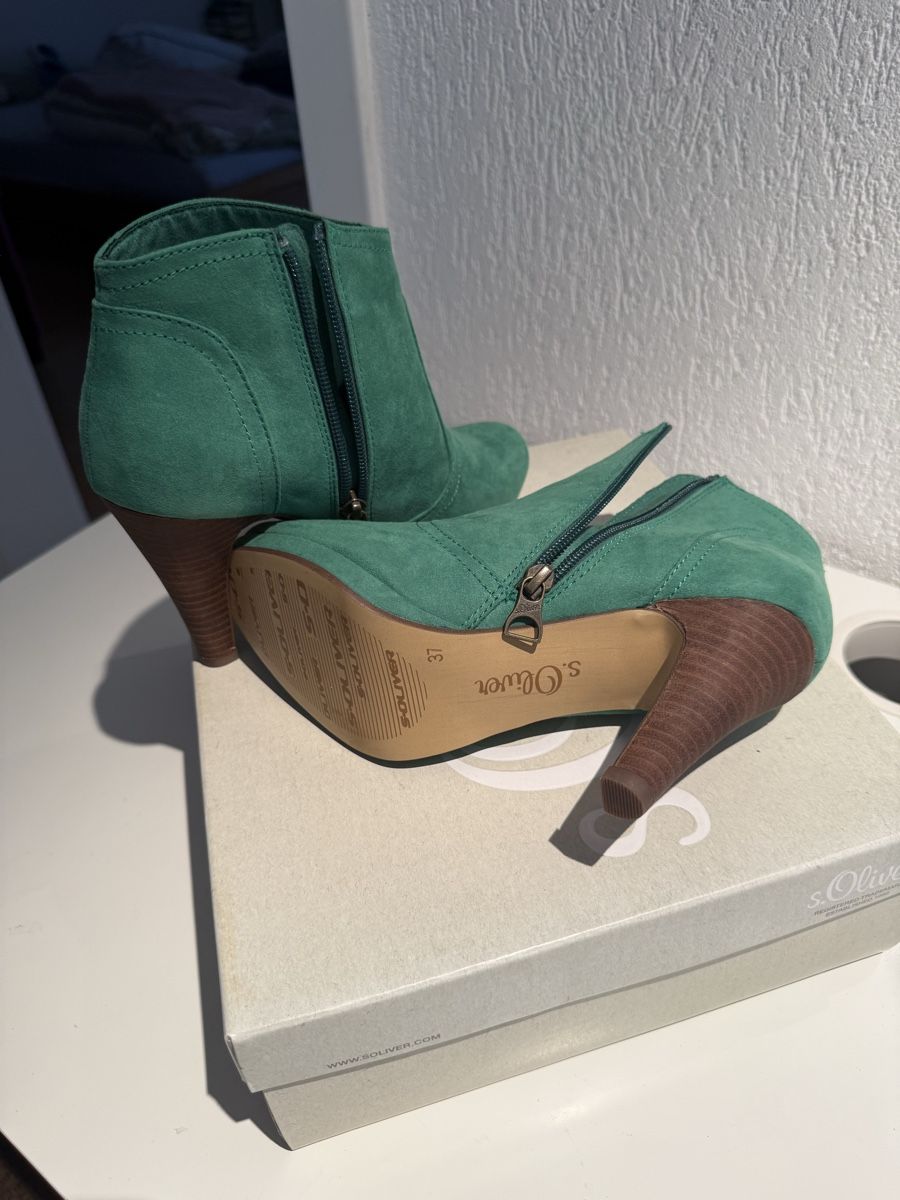 S.Oliver Damenschuhe: S.Oliver Ankle Boots grün Wildleder Gr. 37 – Neu (gemäss Beschreibung) aus Hemmental von val_k2zb 2