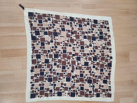 Foulard  soie Hampton Bays motif géométrique marron beige