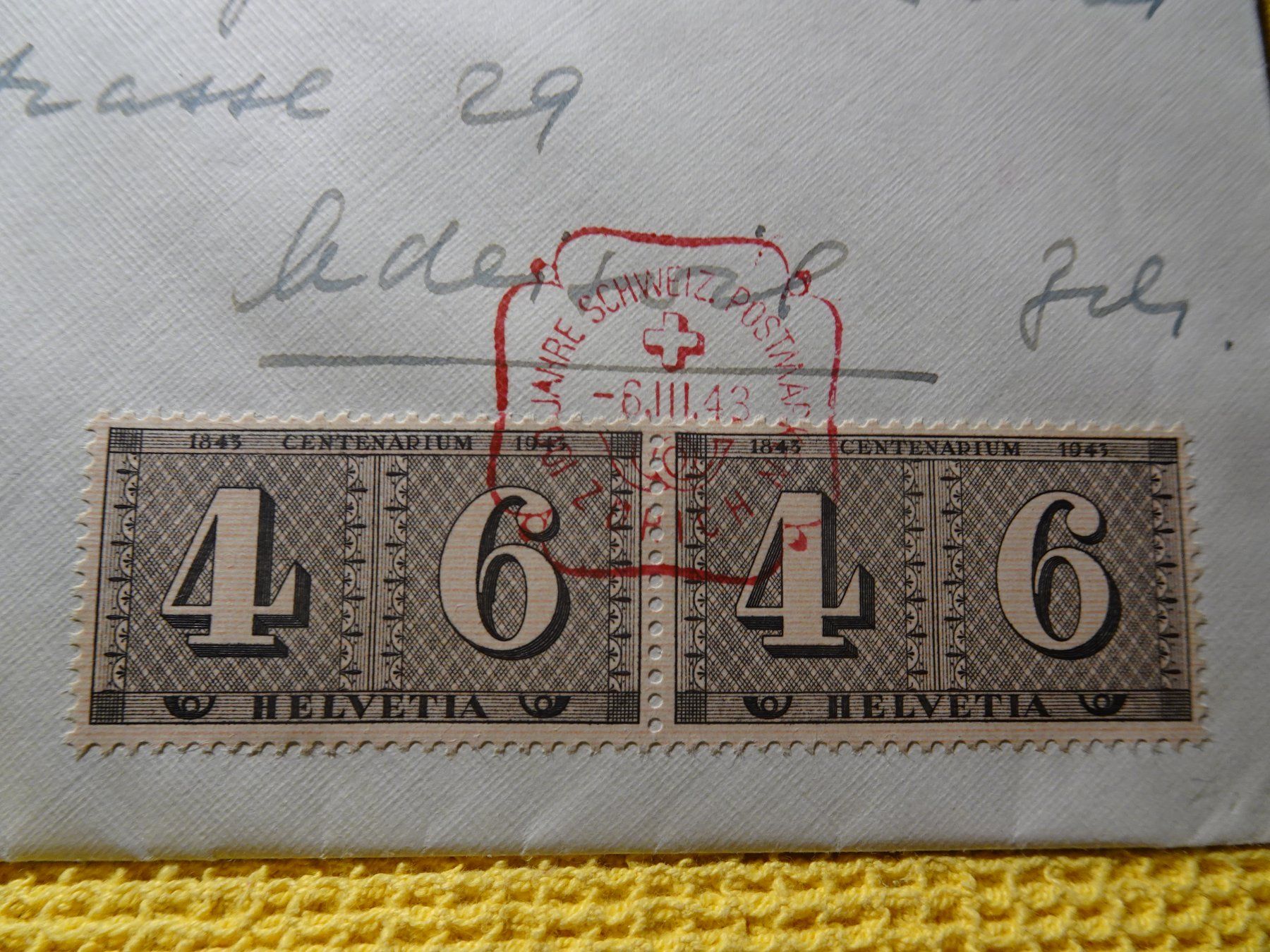 Tutti i francobolli: 6.III.43, 100 JAHRE SCHWEIZER POSTMARKEN SCHMUCKBRIEF – Usato da Eschenbach SG venduto da eDaisy 1