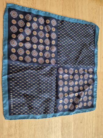 Profuomo Einstecktuch / Pochette Seide blau gemustert 