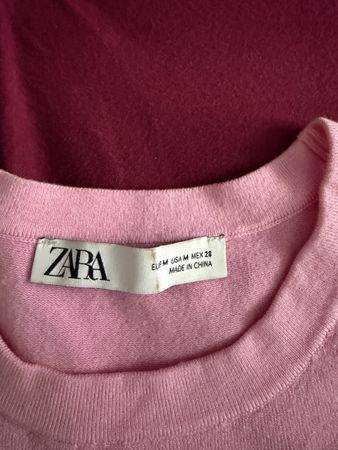 Zara T-Shirt Strick rosa Kurzarm Grösse M guter Zustand