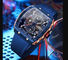Montre Curren bleu et or rose - chronographe