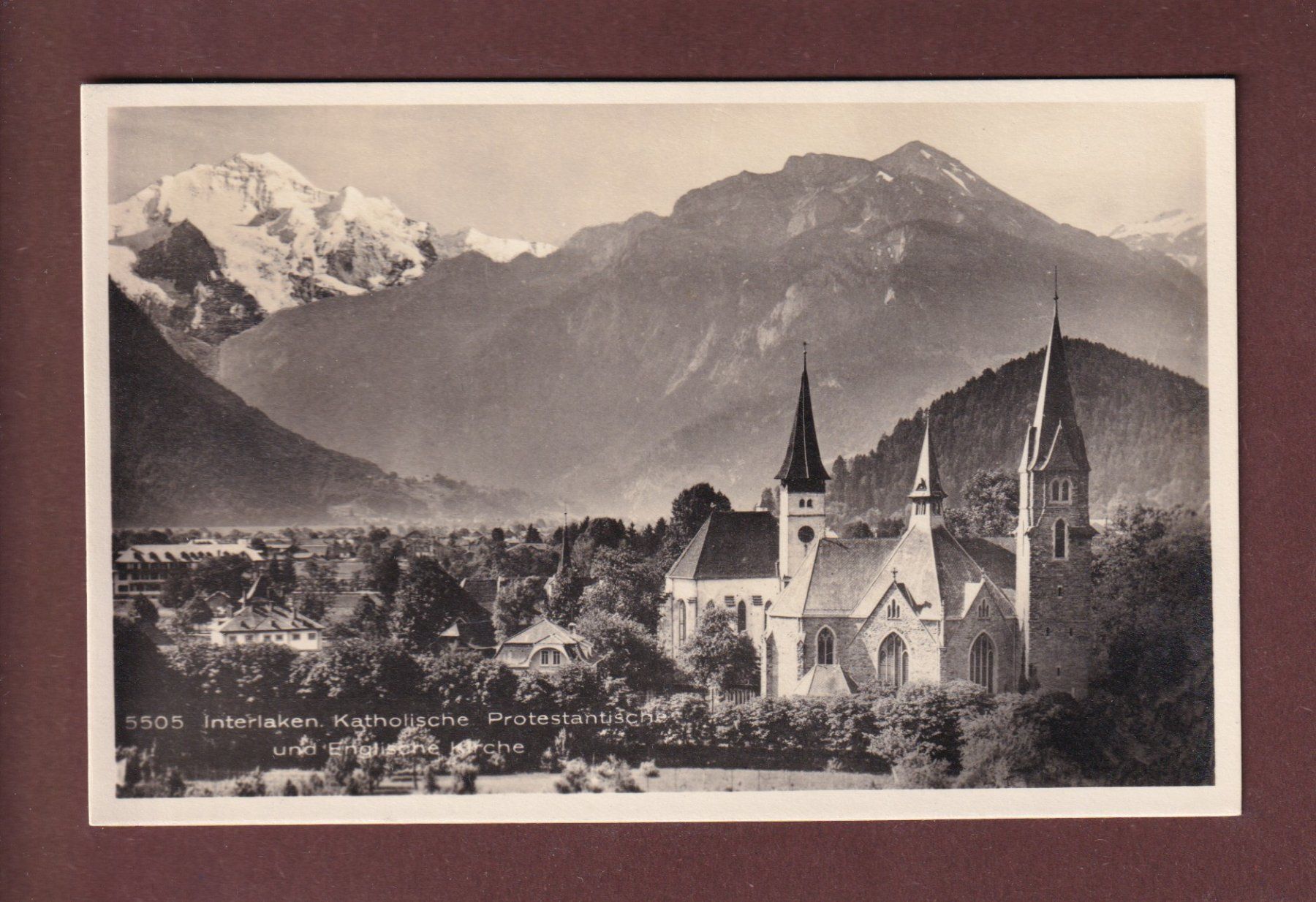 Ansichtskarten: INTERLAKEN - Kirchen - 1929 – Gebraucht aus Pully von nicecards-shop