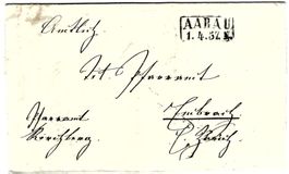 Faltbrief von Aarau 1.4.57 nach Embrach