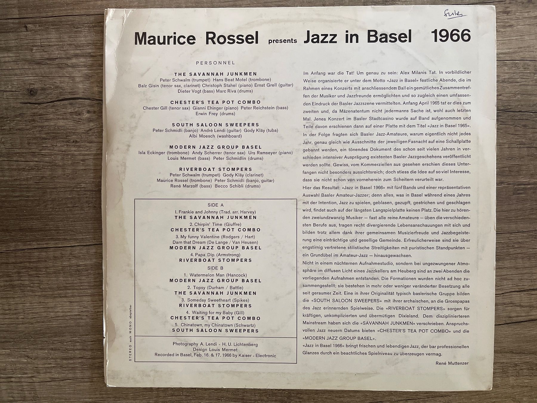 Dischi in vinile: A364/Maurice Rossel - Jazz in Basel 1966 – Usato da Frutigen venduto da Philippe_jsp 1