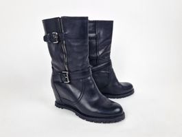 Car Shoe Schwarze Leder Stiefel, Gr. 38