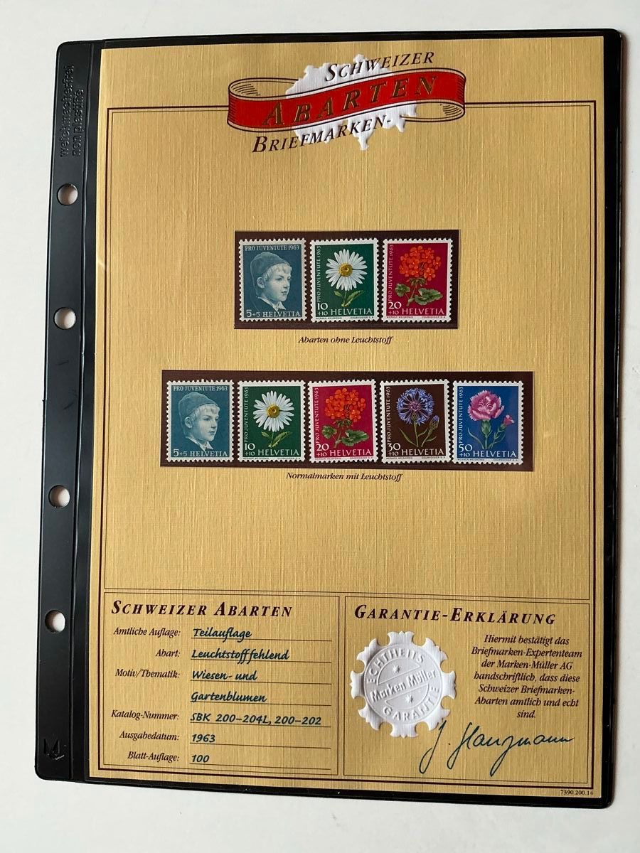 Alle Briefmarken: Schweizer Briefmarken, 1963 Gartenblumen ABARTEN – Neu (gemäss Beschreibung) aus Hedingen von Juniswiss