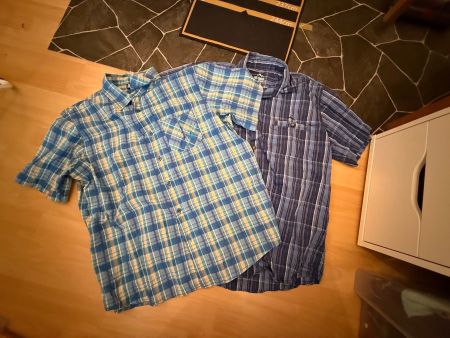 2x Herren Hemd / Wanderhemd blau kariert Grösse L