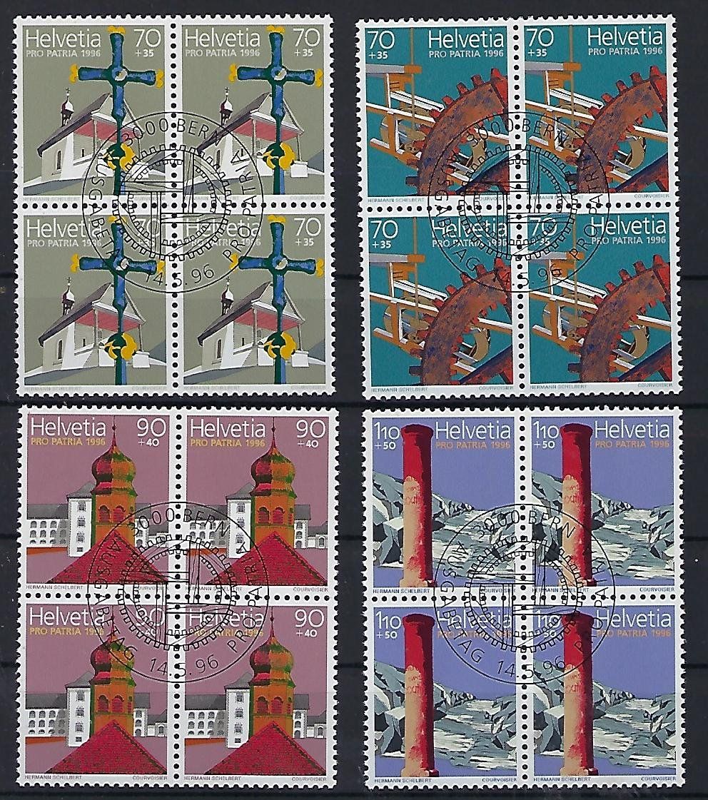 Alle Briefmarken: 1996  Pro Patria Viererblocks ET.  15383 – Gebraucht aus Lunden von Animus999