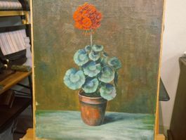 Öl Gemälde H. Elger Blumen in Topf